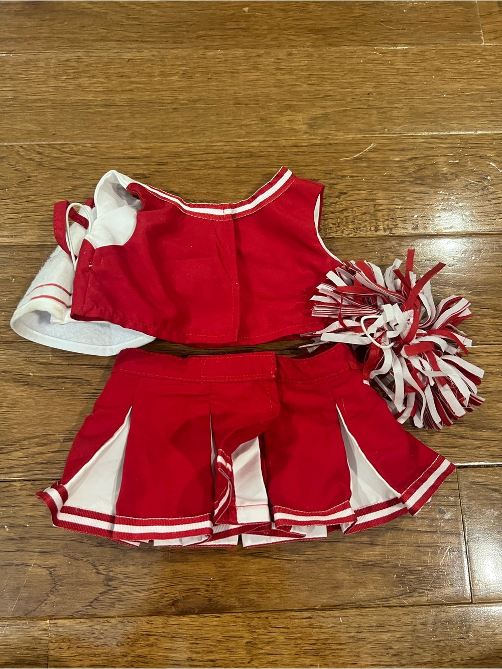 Build-A-Bear Red and White Cheerleader Outfit with Pom-Pom & Megaphone - Picture 2 of 2